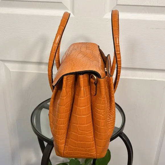 Patricia Nash Orange Croc-Embossed Satchel - Picture 6 of 13